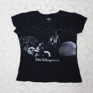 Vintage Walt Disney World Graphic Baby Tee Black Large